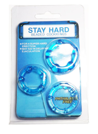 Pack 3 cockring bleus avec billes - CR-COR005BLU